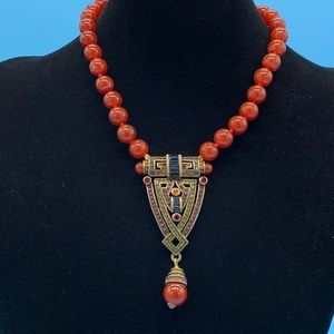 Heidi Daus carnelian and crystal necklace.